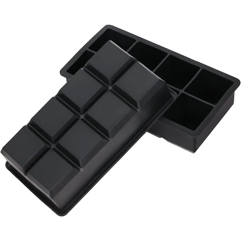 LMETJMA Large Ice Cube Trays with Lids Silicone Ice Cube Square Molds BPA Free Ice Cube Molds for Whiskey Cocktails JT09
