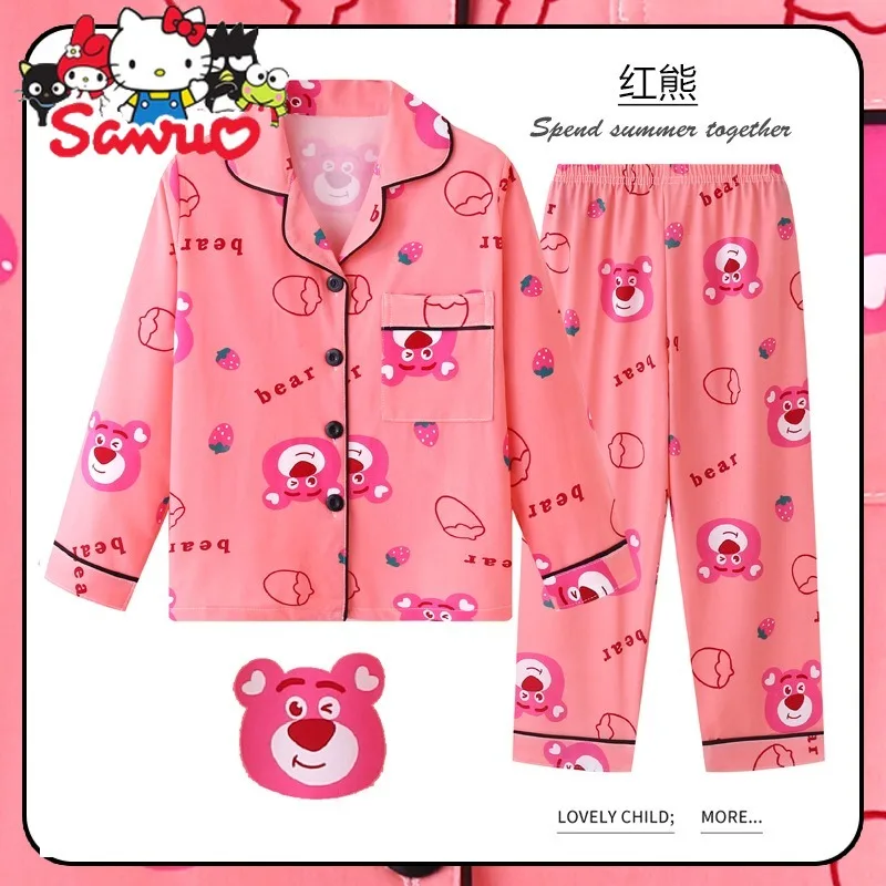 MINISO Melody Kuromi Hello Kitty Cinnamoroll Pochacco-Pijama para niños y niñas, conjunto de bebé Delgado, cárdigan de manga larga, ropa para el hogar