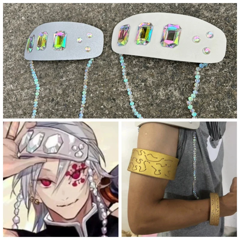 

New Uzui Tengen Cosplay Headband Headwear Armband Accessories Halloween Costumes Prop