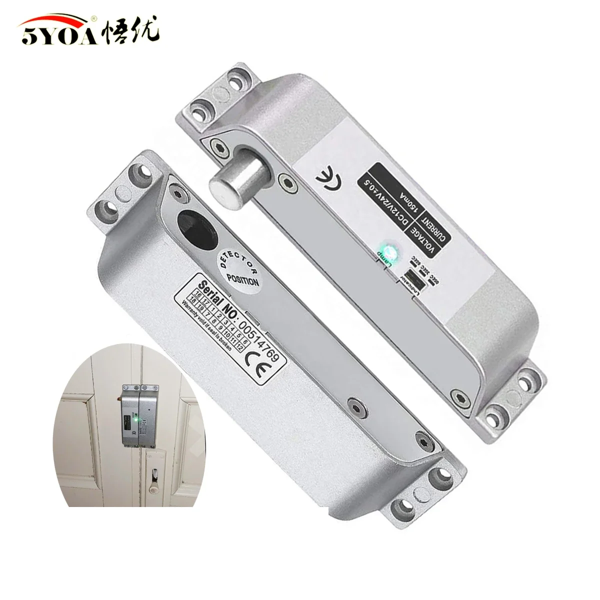 

Electric Drop Bolt Lock DC12V Electronic Mortise Locks with Adjustable Time Delay Fail Safe Mode for Access Control