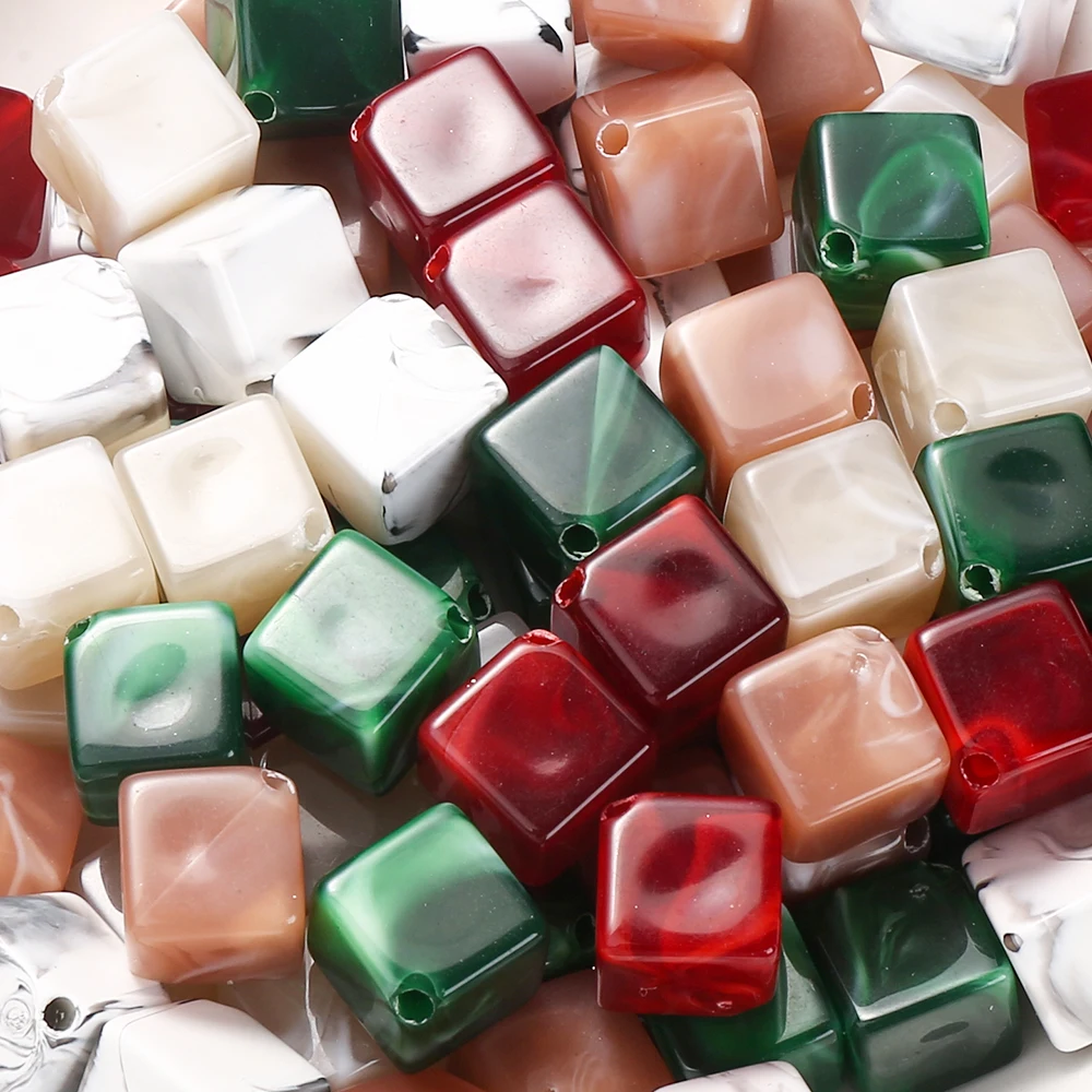 20 Stück Acrylperlen in verschiedenen Formen, retro marmoriert, einfarbig, lose Abstandsperlen für DIY Boho-Schmuckherstellung, Armbänder, Halsketten – Detail 4