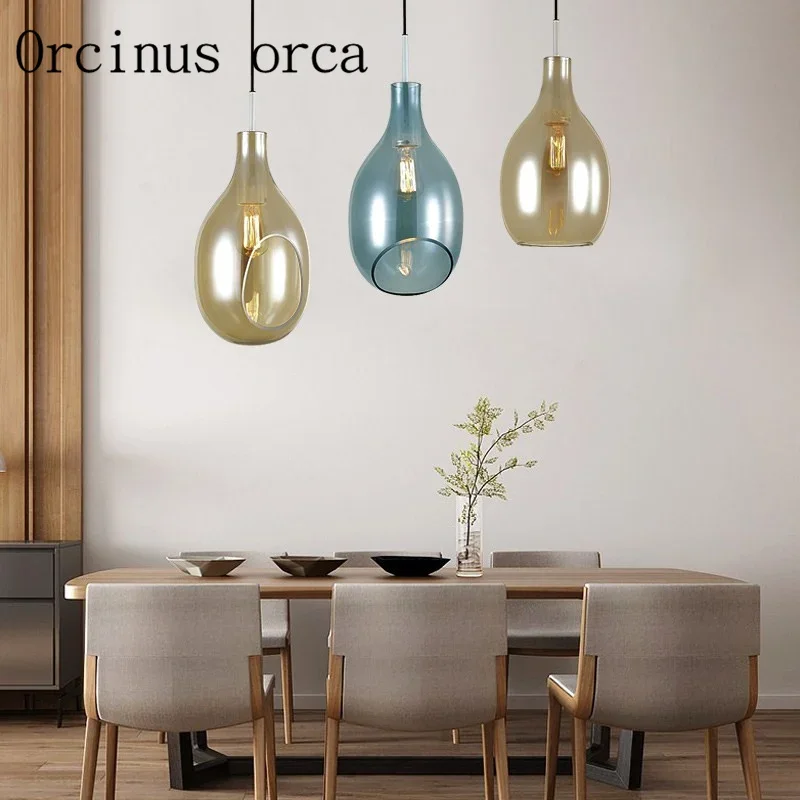 

Modern minimalist Nordic chandelier restaurant bar desk lamp vintage head glass lamp