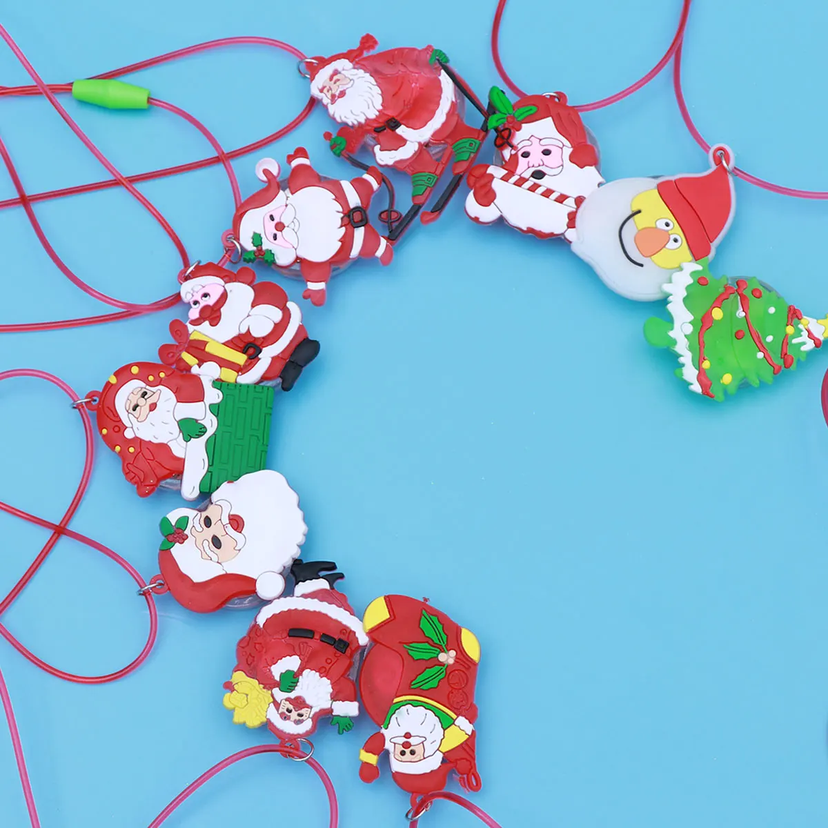 

10 PC LED Glitter Pendant Necklace Christmas Charms for Jewelry Flash Rope Necklaces