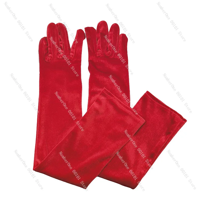 Christmas velvet ladies warm long vintage prom stage role play tabletop game photography etiquette gloves