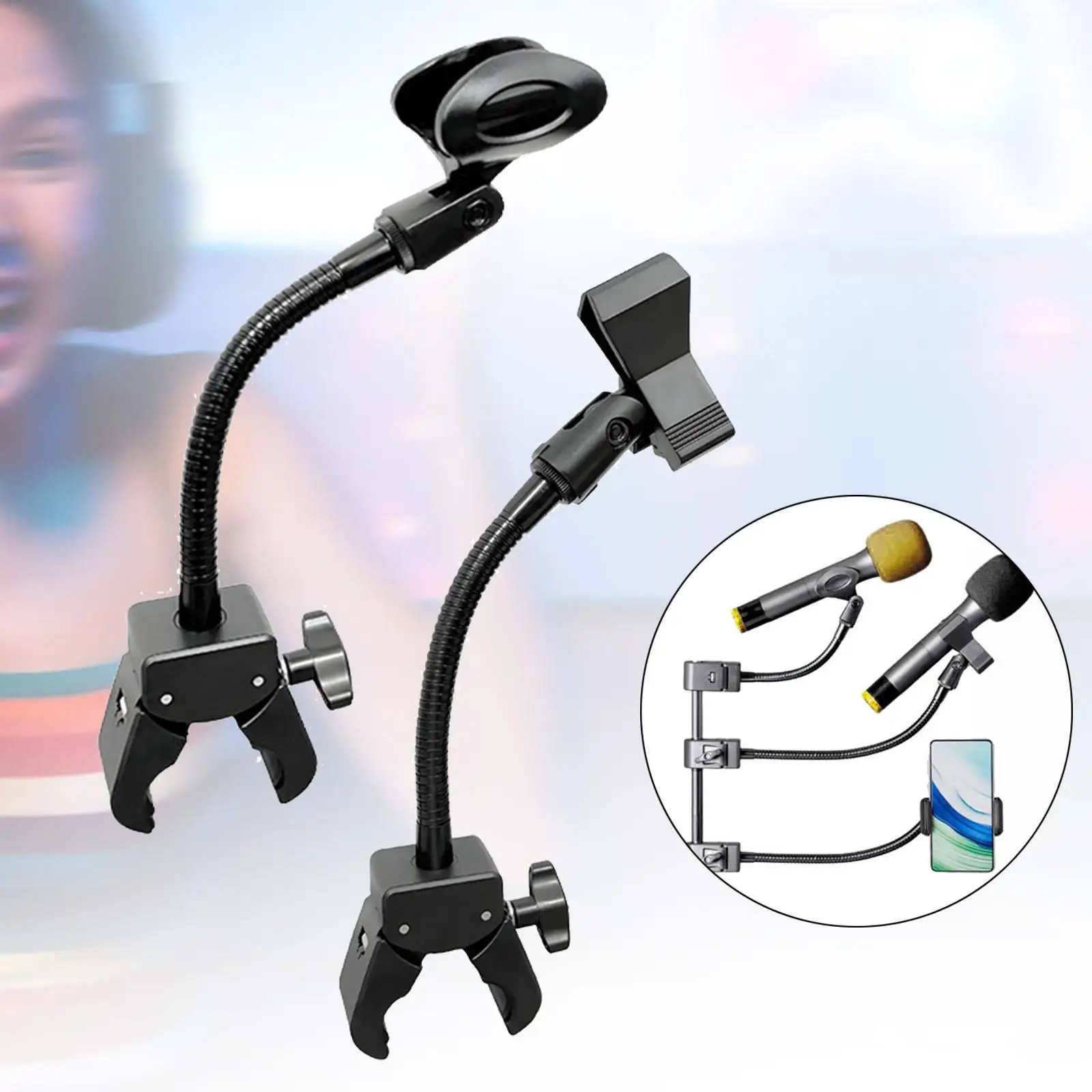 Gooseneck Microphone Arm Stand Gooseneck Mic Stand for Handheld Microphones Live Broadcast Singing Speech Recording Studio Use