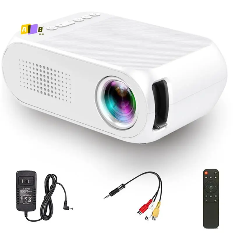 

A08F-мини-проектор для дома, портативный светодиодный маленький HD 1080P, небольшой проектор, портативный домашний кинотеатр, белая вилка стандарта США, простая установка
