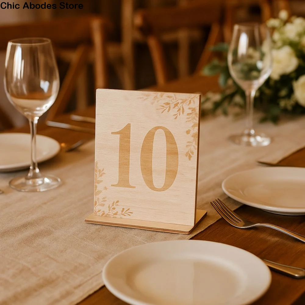 

10pcs 1-10 Numbers Wooden Table Numbers Reusable Elegant Rustic Table Signs Vintage with Base Holder Place Card Holders