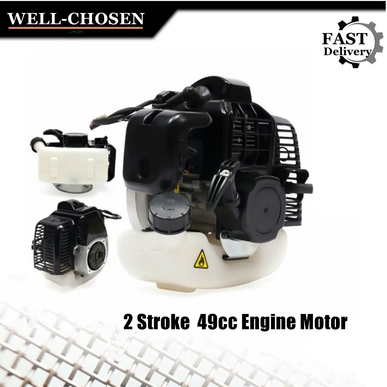 

49CC 2-Stroke Engine Motor Pull Start for Mini Bikes, Gas Scooters & ATVs – Black, Easy Start, Powerful Performance