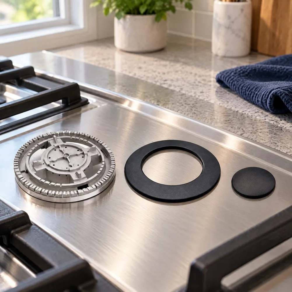 3 Piece Gas Stove Burner Cover Set Flame Distributor for Even Heat Distribution Aluminum Iron High for temp Design