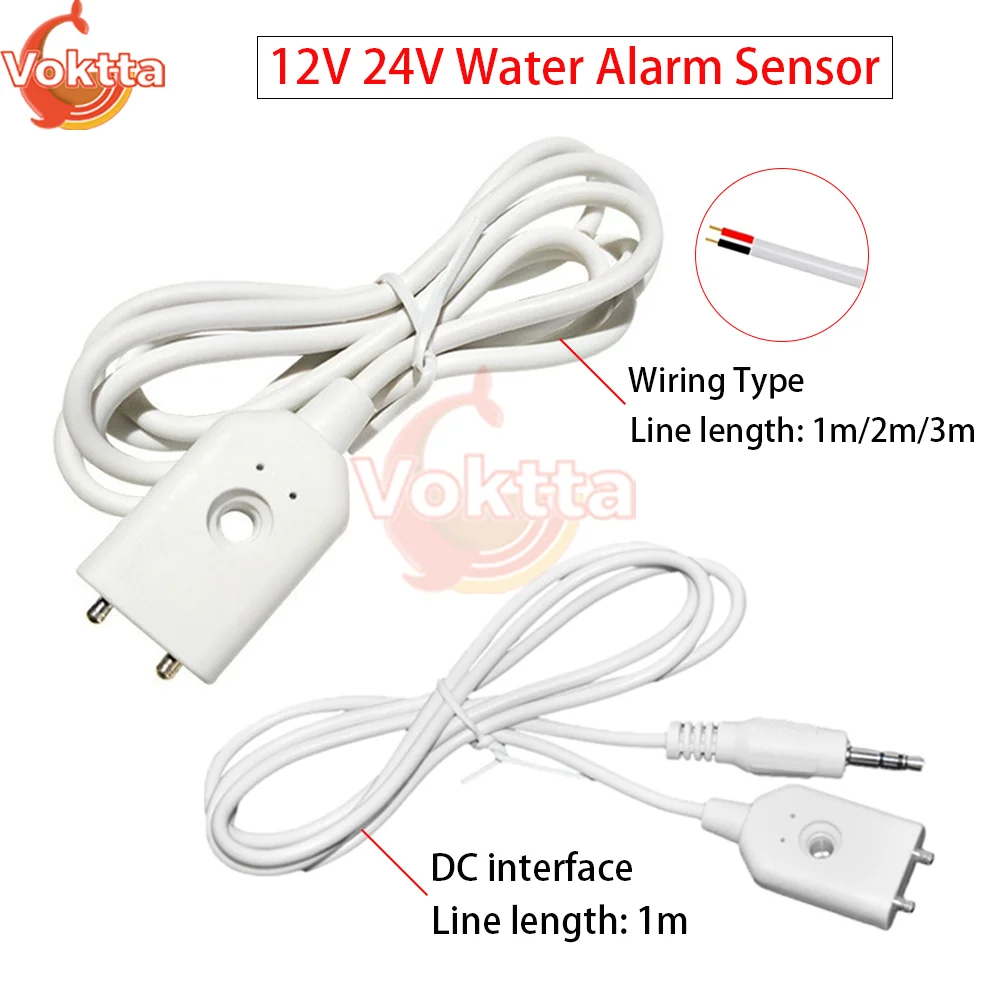 Sensore di allarme acqua intelligente WIFI 12V 24V 1m 2m 3m Sonda di allarme sensore perdite d'acqua cablata -10 ℃ ～50 ℃   Rilevatore di perdite elettronico