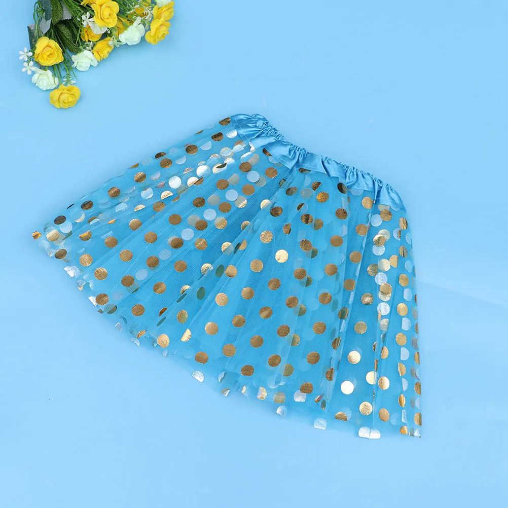 

2Pcs Glitter Gold Dot Mesh Tutu Skirt Girls Adjustable Waistband Layered Dance Costume Party Dress Kawaii Skirt