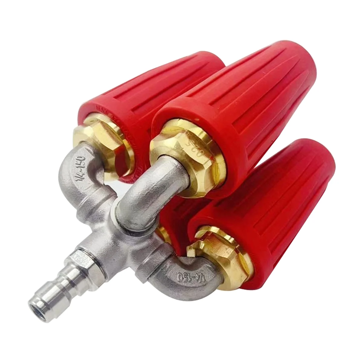 غسالة ضغط بفوهة توربينية جديدة 4 في 1، فتحة 2.0 رباعية، 360 درجة °   فوهة توربينية دوارة، موصل سريع 1/4 بوصة، أحمر