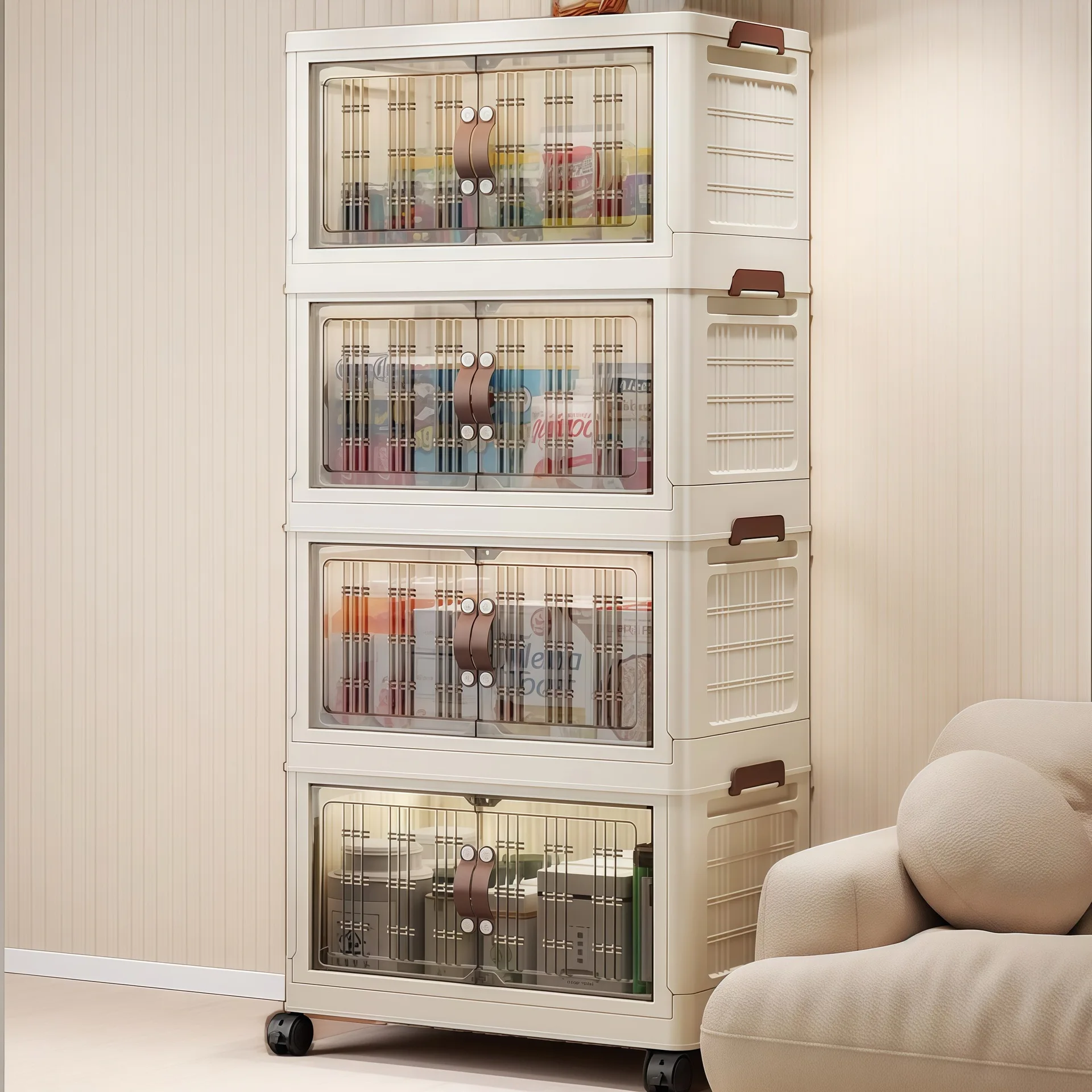 

No-Assembly Foldable Storage Box – Portable Cabinet Organizer for Toys, Snacks Closet, Multi-Purpose Folding Shelf Rack for Home