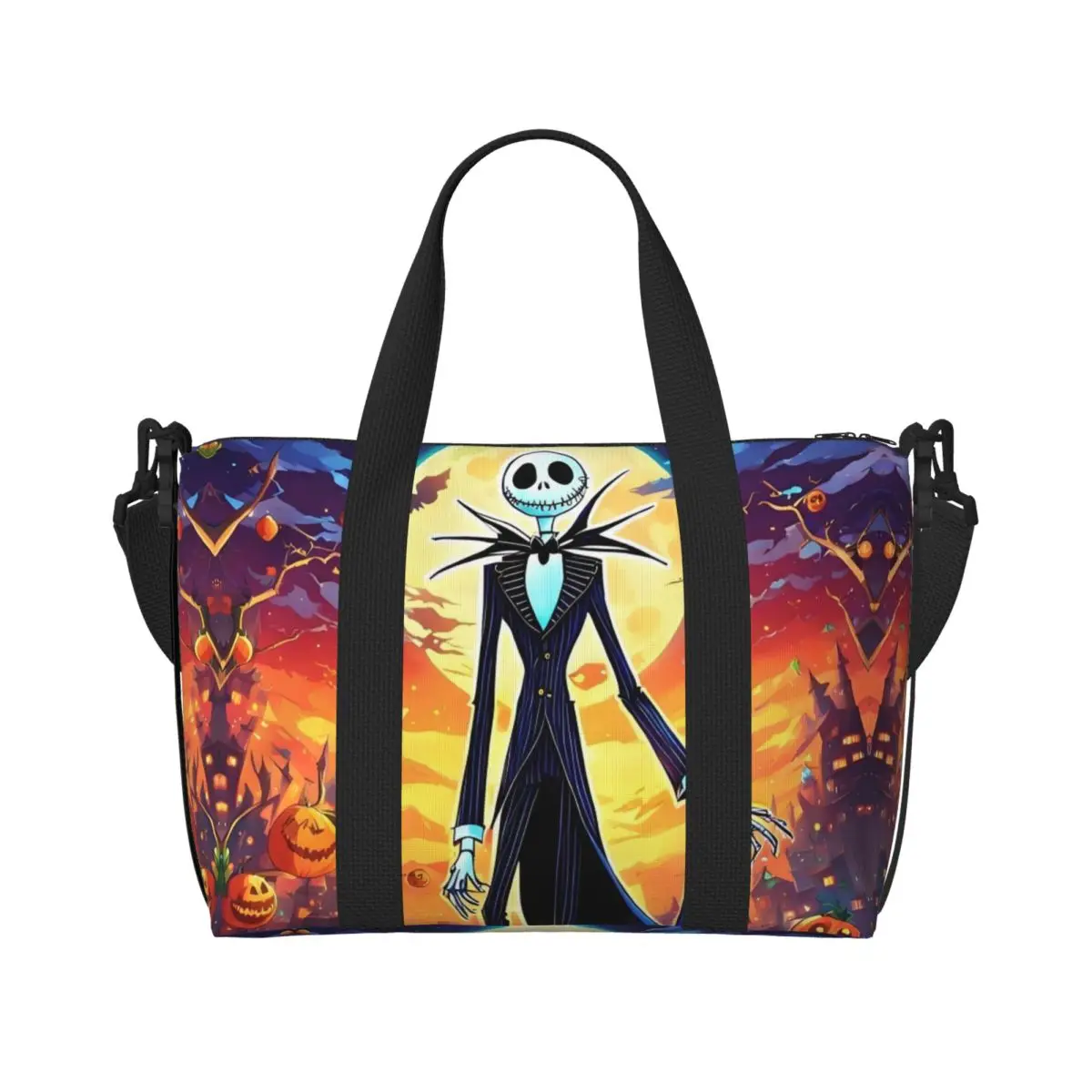 

Custom Large The Nightmare Before Christmas Tote Bag Women Gothic Jack Skellington Shopper Shoulder Beach Gym Travel Bag
