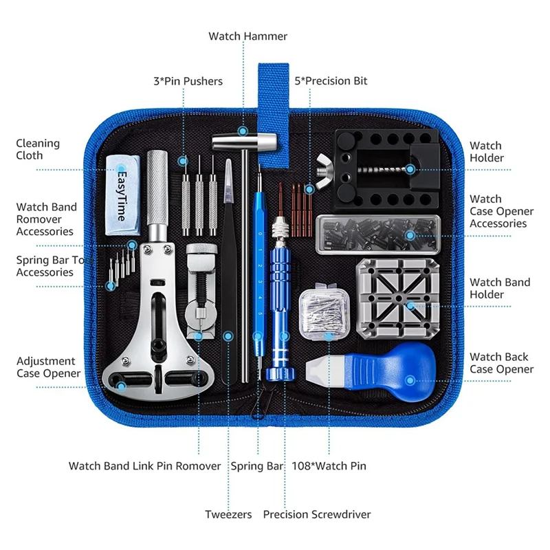 

-A41U Watch Repair Tool Kit: For Maintenance Battery Replacement Watch Link Adjustment Back Disassembly