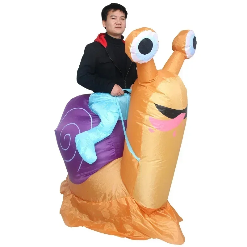 ♥ 2026 New Inflatable Costume Riding on Snail Funny Cosplay Blow Suit Halloween Carnival Clothing Fancy Dress Up Par ★ Look at m view 2