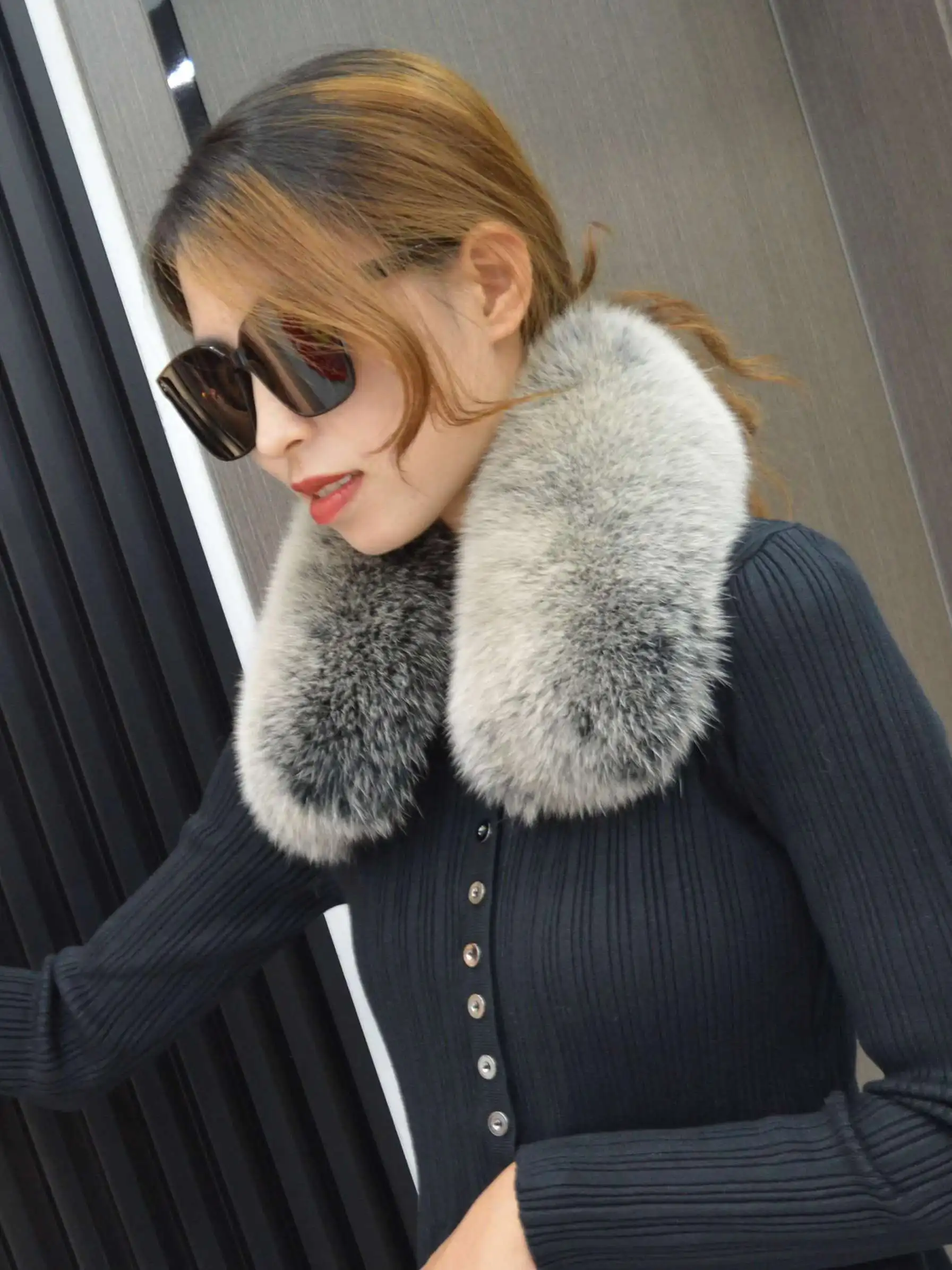 Col carré en vraie fourrure de renard unisexe, écharpe en fourrure de raton laveur pour chien, vente unique, hiver