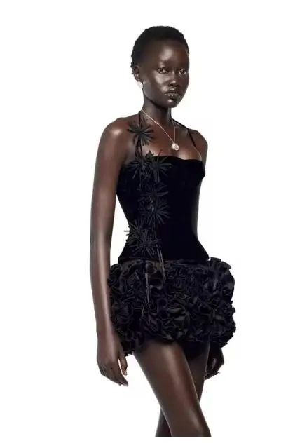 

Women Sexy Black Red Color Women Sexy Strapless Laced-up Tops Mini Skirt Set Celebrate Birthday Party Cocktail Dress