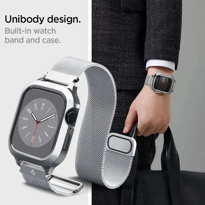 Spigen Stainless steel Milanese Strap+Case For Apple Watch Ultra2 Series 9 8 SE 7 6 4 49mm 45mm 44mm Metal Fit Pro iWatch Strap