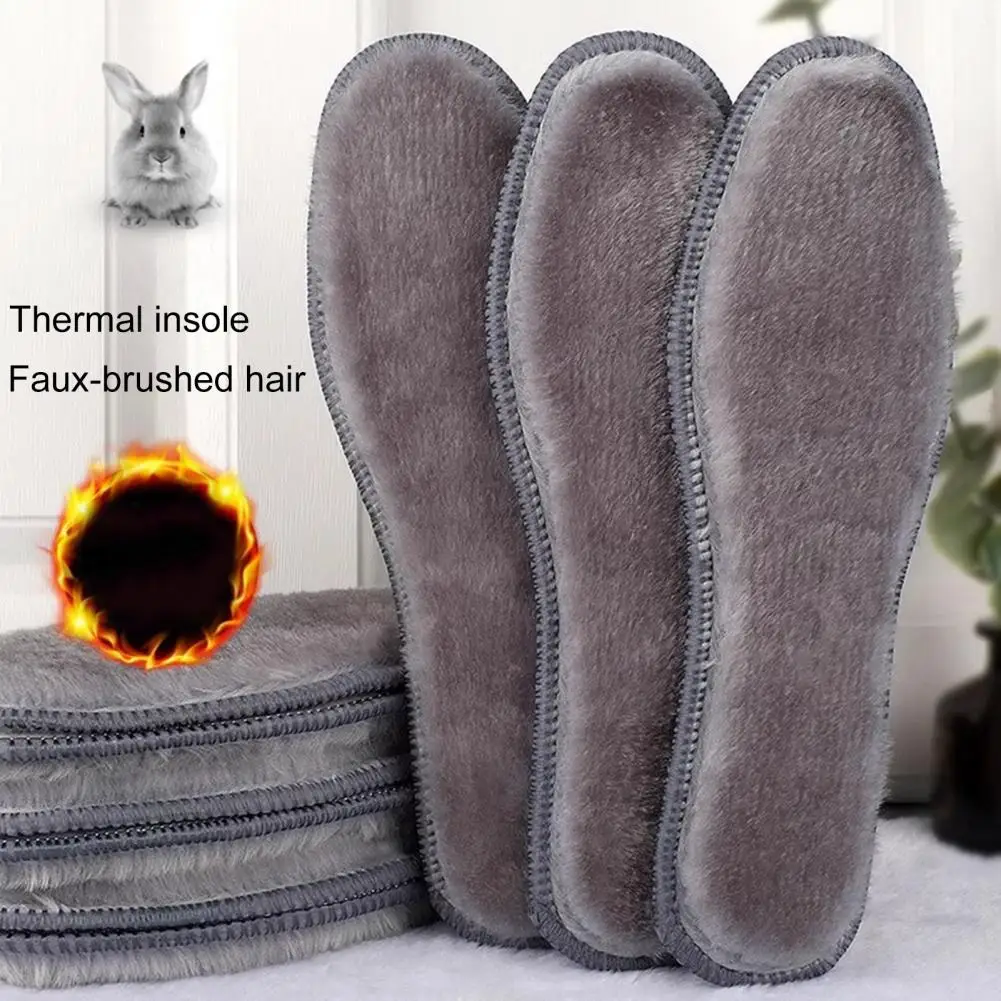 2 Pairs Faux Lamb Fleece Insoles Men Women Winter Keep Warm Insole Soft Thicken Shoepad Plush Shoes Insert Thermal Shoe Pads