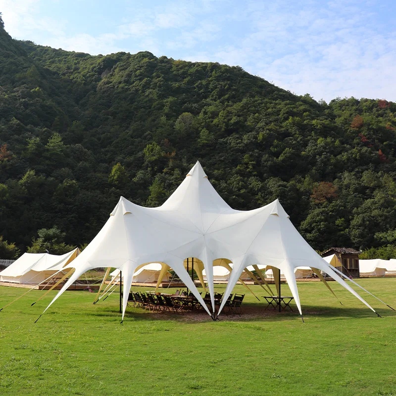 Toldo de tela Oxford para acampar, carpa escénica de 3 picos, a prueba de lluvia y sol, Extra grande