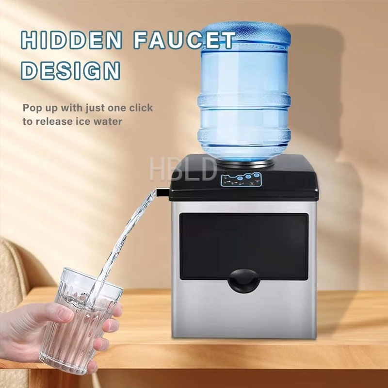 HBLD Commercial Small Ice Maker Fully Automatic with Manual Water Injection Portable Cube Forming Machine for Business Use