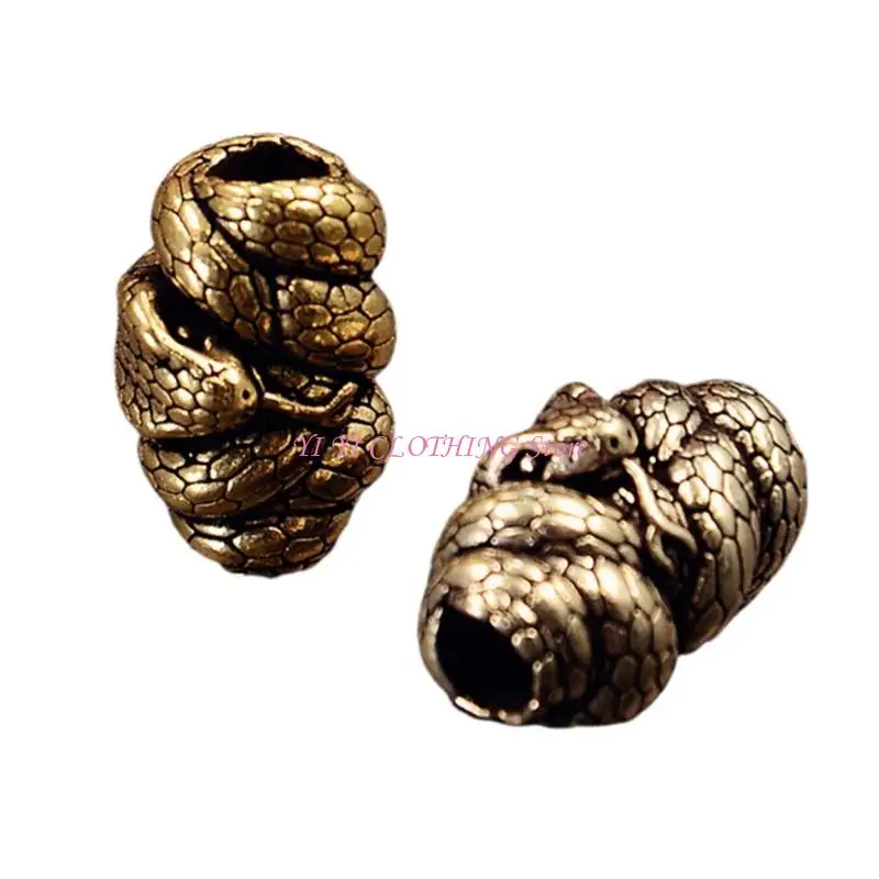 

N5KF Snake Serpents Metal Beads Pendant for Paracord and Jewelry Crafting Large Hole