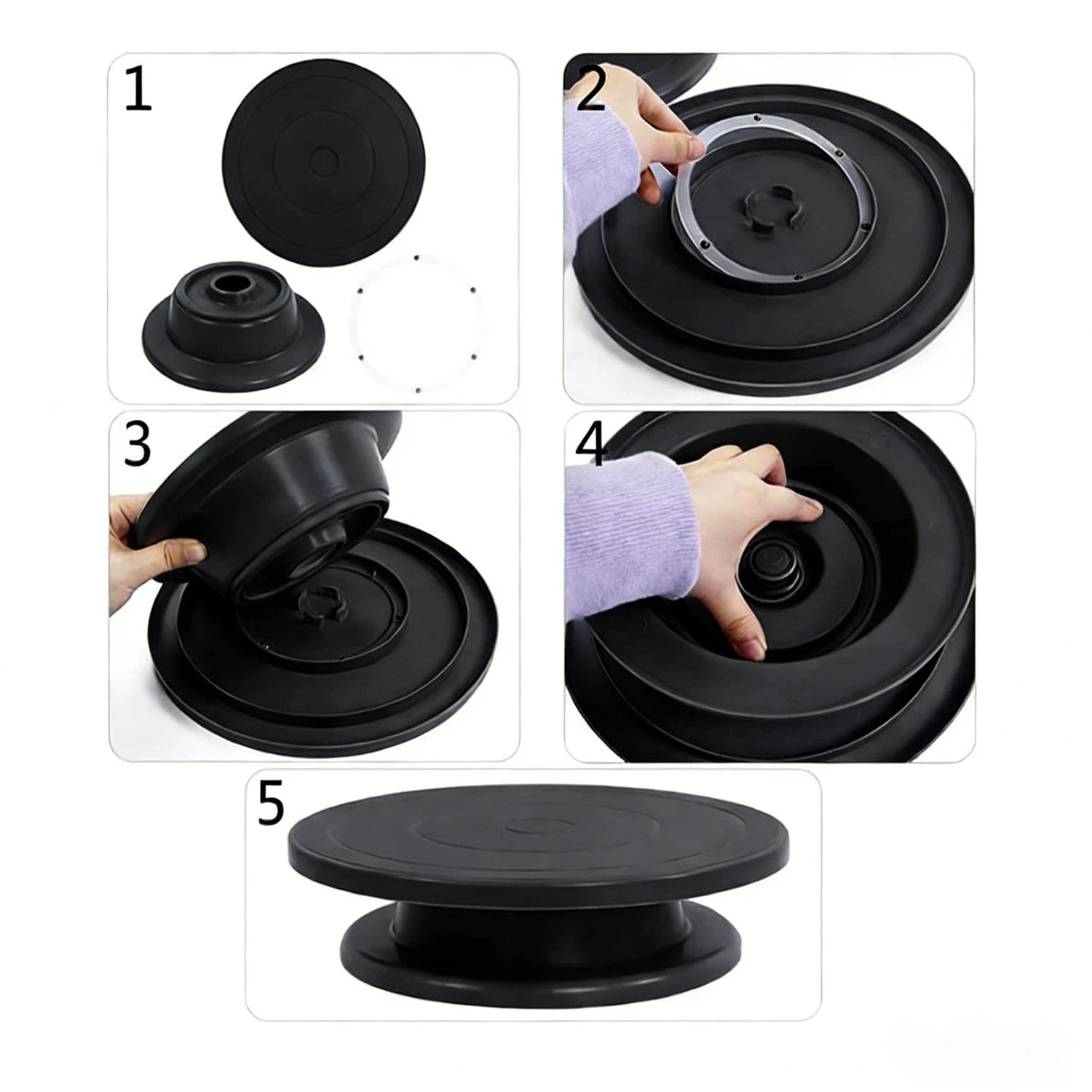 360-Grad-Drehbare Kuchenplatte - Langlebiges Backwerkzeug mit Stabiler Rotation | Unverzichtbares Backwerkzeug für Kuchen, Cupcakes und Gebäck, Ideal für Hausbacken und Partydekorationen, Kuchendekorationszubehör und Dekorative Kuchenständer – Detail 7