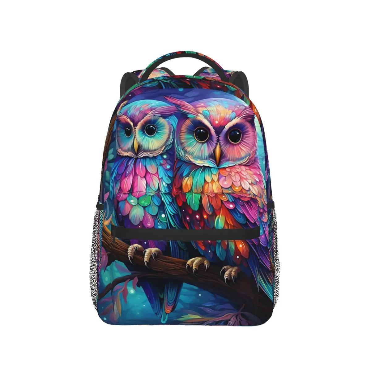 

Colorful Owl In The Branch Backpack Hot Sale Daypack Large Capacity Boys Girls BookBag School Bag Shoulder Bags for Men Women