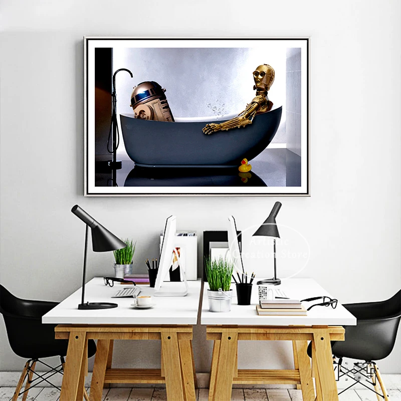 Bathtub Droids Inspired Poster Science Fiction Incredible Canvas Painting Prints Bathroom Wall Art Picture Nordic Home Decor