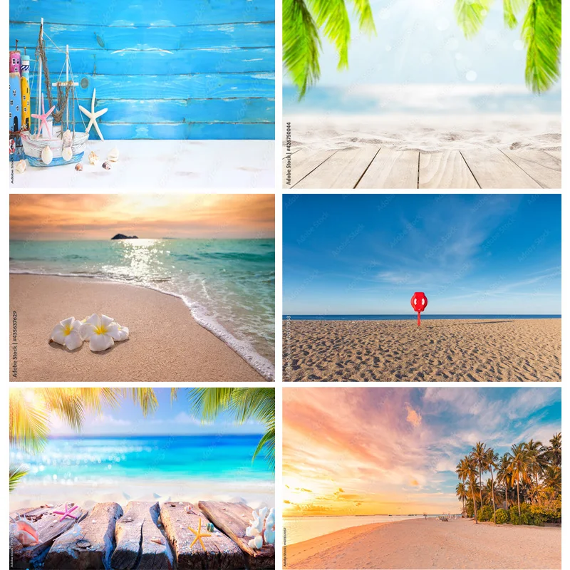 

SHENGYONGBAO Tropical Sea Beach Palms Tree Photography Background Scenic Photo Backdrops Photocall Photo Studio HHB 16