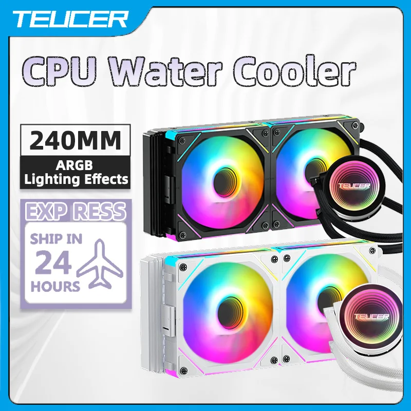 TEUCER NA-240 Water Cooling CPU Cooler ARGB Cooling Fan 240mm CPU Processor Liquid Heatsink for LGA 1700//1200/1150 2011 AM4 AM5