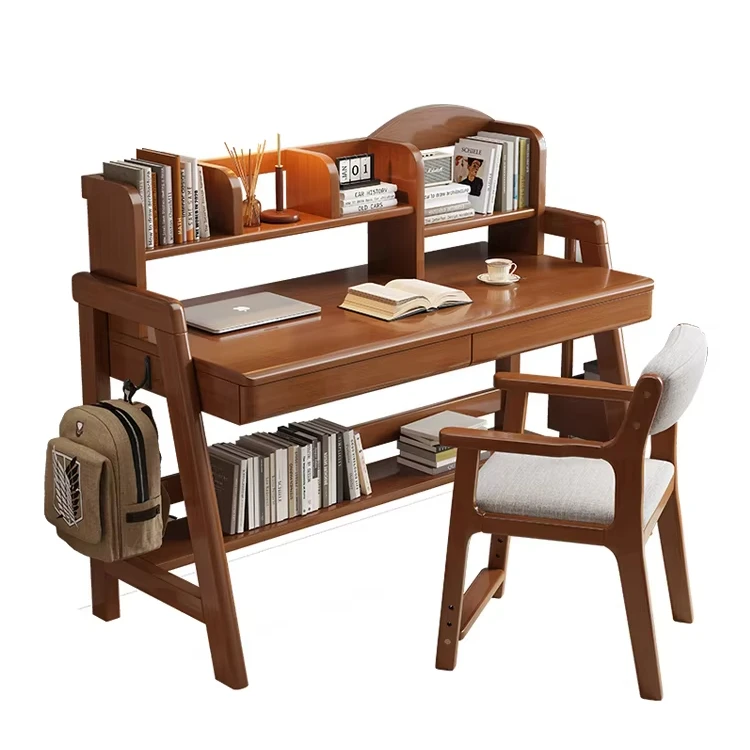 #White solid wood desk Kitchenware integrated table Simple student family study table Bedroom computer table Children