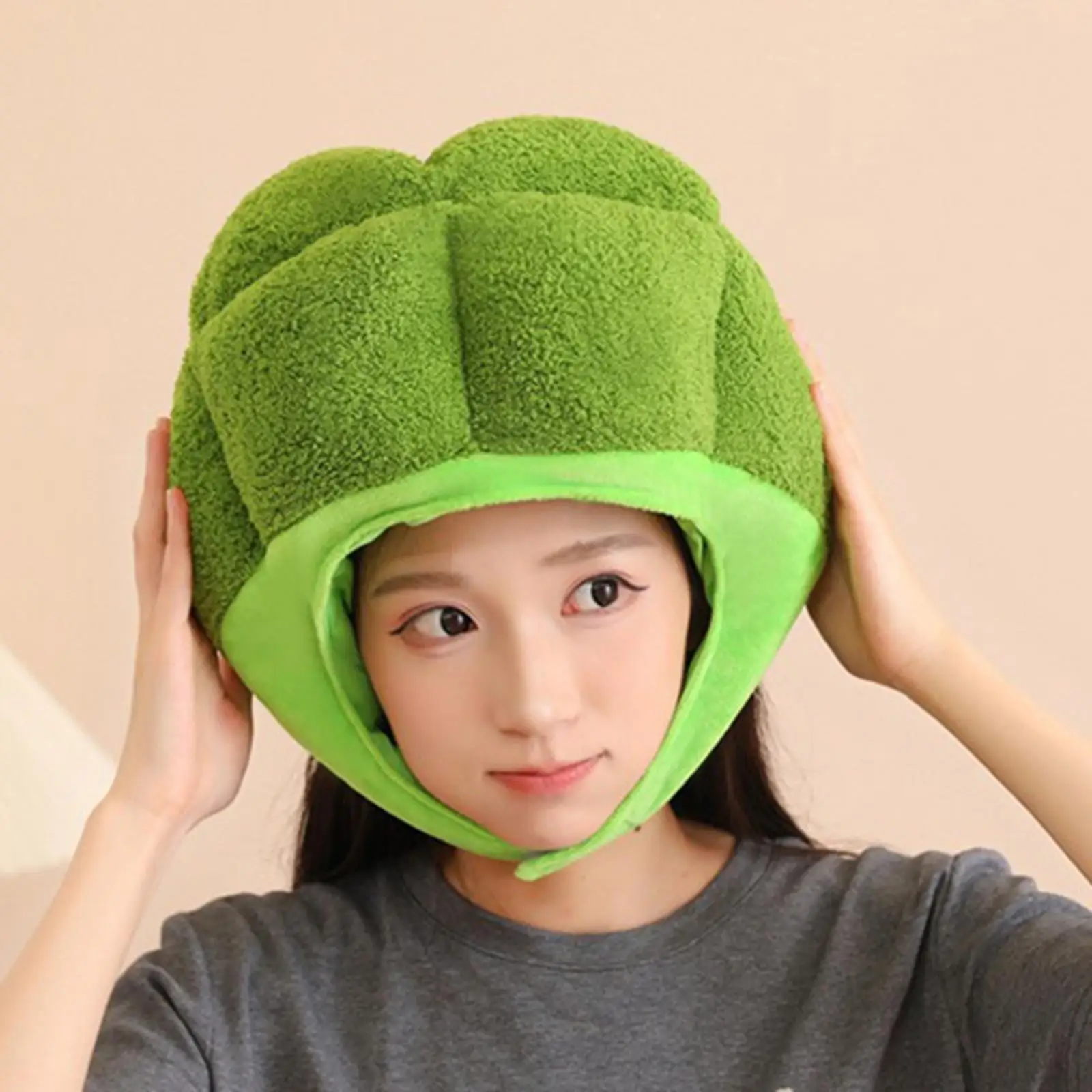 

Plush Headgear Hat Broccoli Halloween Gift Toy Creative Festival Party Dress up Cute Headdress Cosplay Costume Full Headgear Cap