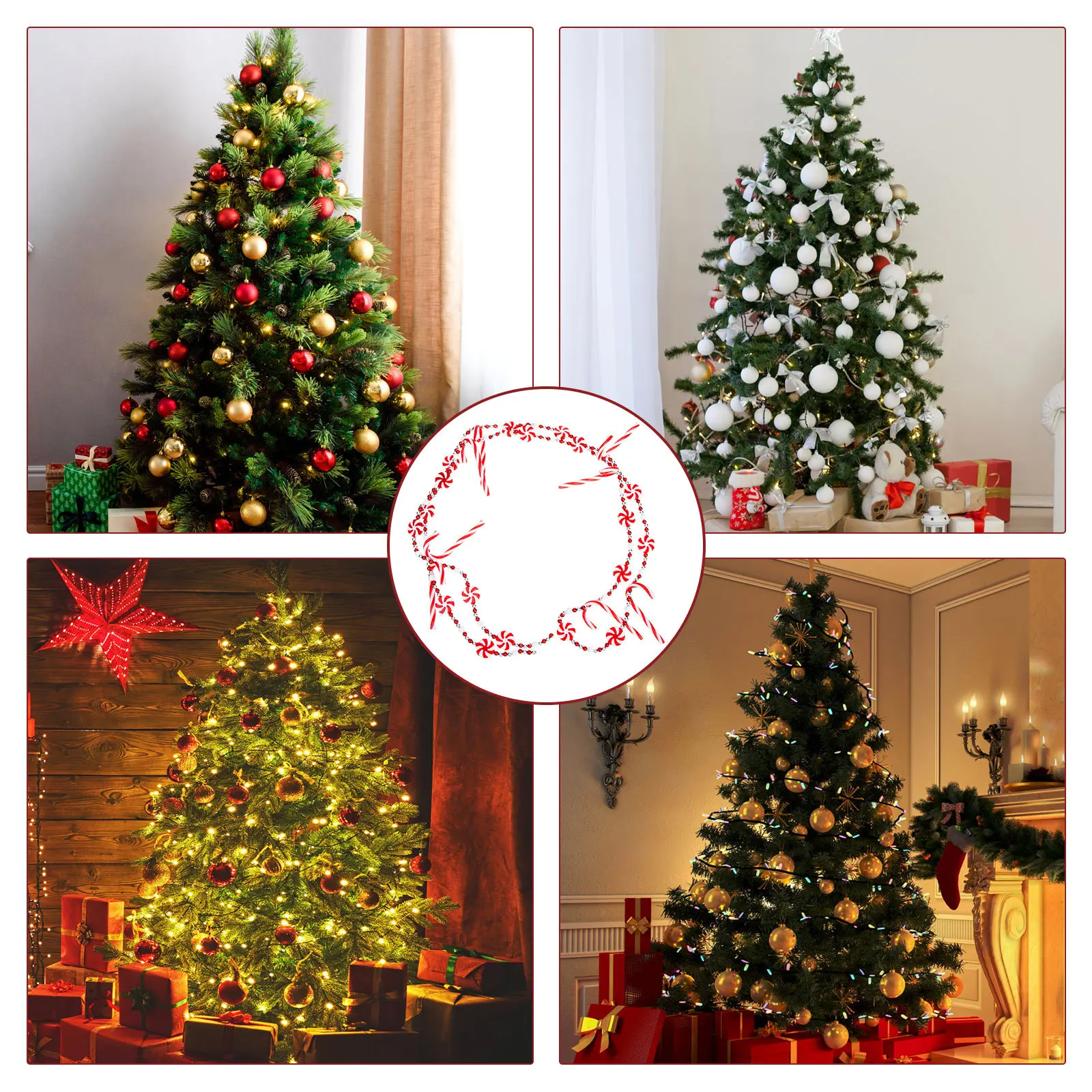 

Xmas Beads Garland Candy Design Hanging Decor Decorative Wall Ornament Walking Stick Candy Pendant Xmas Party Decoration