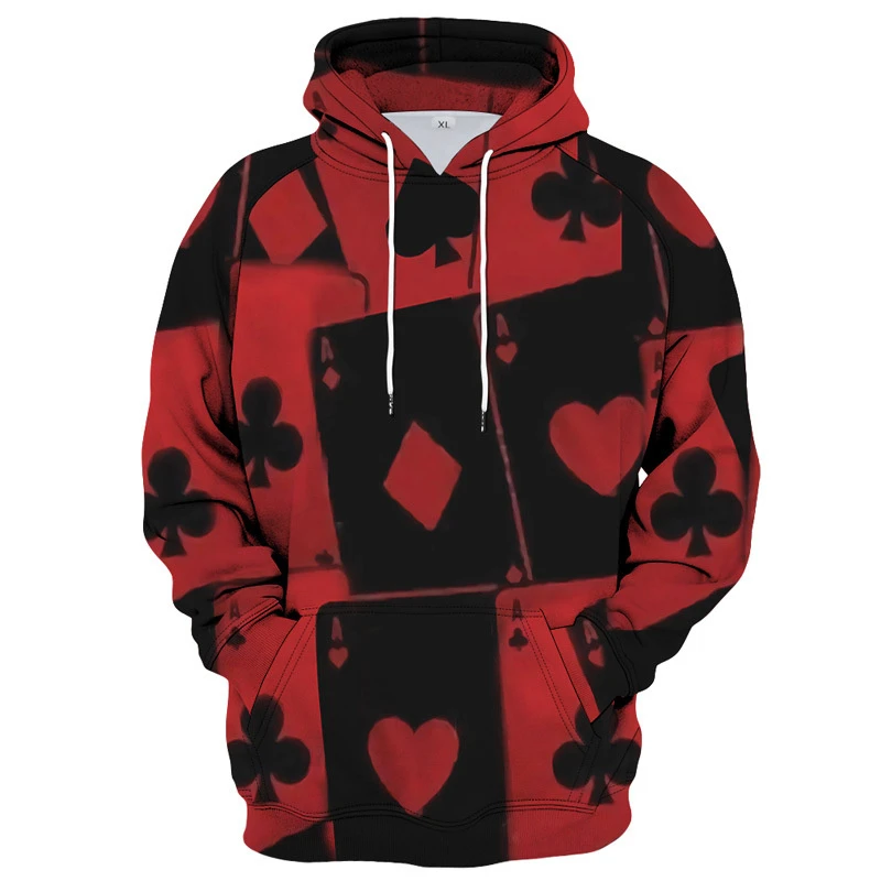 Board Game Cards 3D Printed Hoodie For Men Harajuku Streetwear Spades Love Hooded Sweatshirt Hip Hop Trend Clothes Hoodie Coat