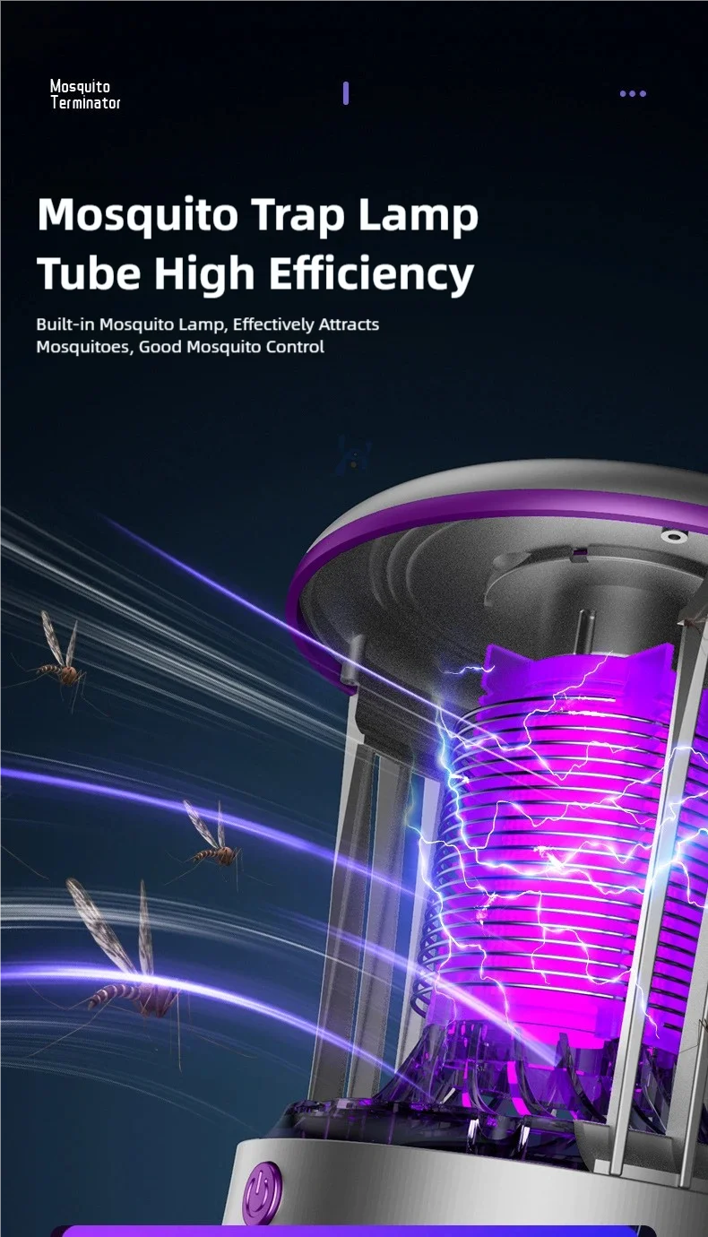 TINSOL 2-in-1 Elektrische Mückenkiller-Lampe 3000V Saugmückentrapper Typ-C Betrieben UV-Licht Mückenattraktor – Detail 9