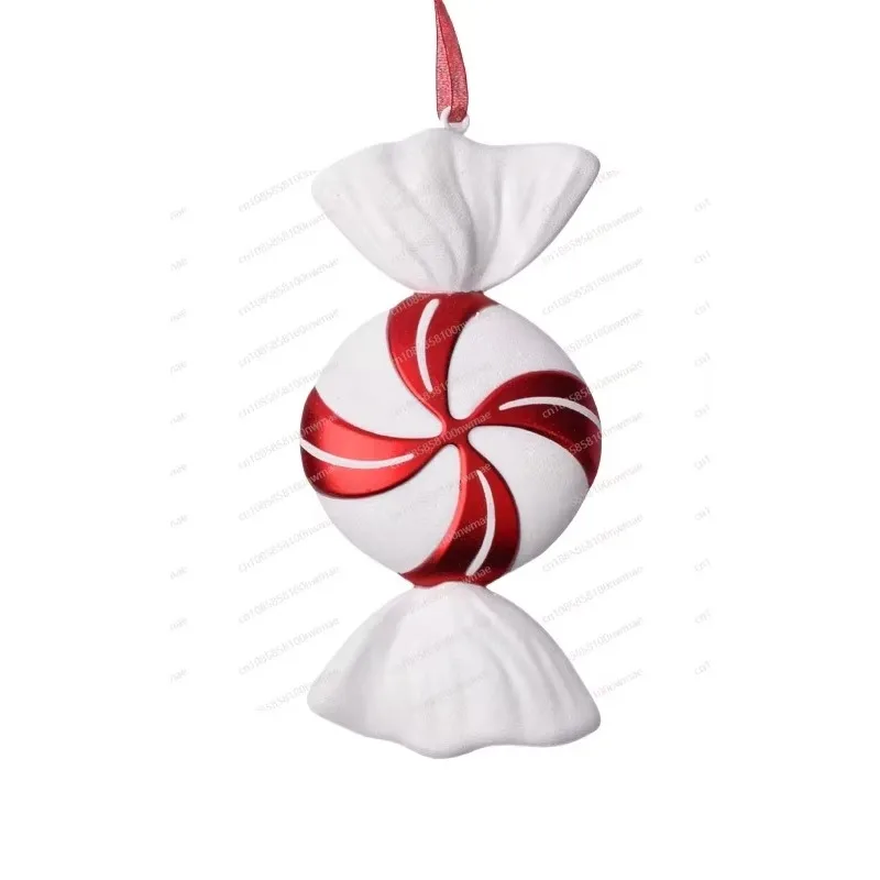 Christmas Decorations Red and White Painted Christmas Candy Pendants