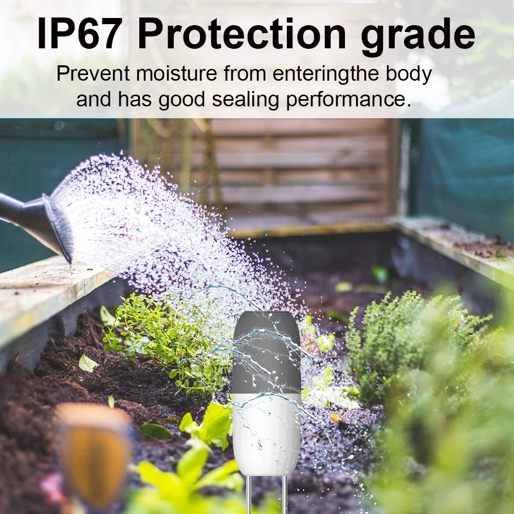 WiFi Soil Temperature & Humidity Sensor 2.4G Smart Soil Moisture Meter Tuya App Compatible For Garden Plant Flower Monitoring