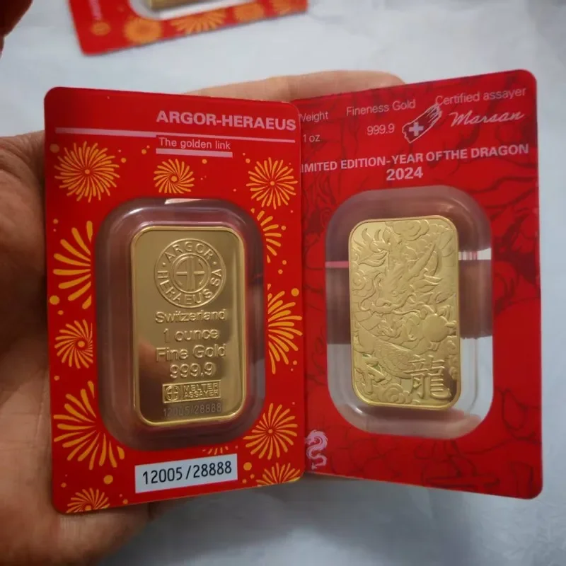 100g Argor Heraeus Goldbarren Suisse Goldbarren 24K Vergoldete Messing-Kunstwerke mit Verschiedenen Nummern