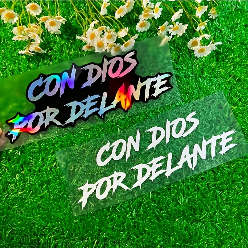 1PC with God Ahead Spanish Motorcycle Stickers Waterproof for Motorbike Fuel Tank DIY Car Window Vinyl Decals Decoration