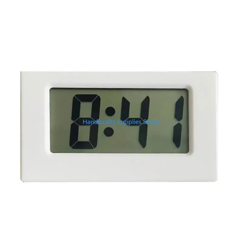 R1WA Mini Digital Clock Small Desk Clock Vehicle Electronic Clock with Jumbos LCD Time & Day Display for Home Office Bedroom