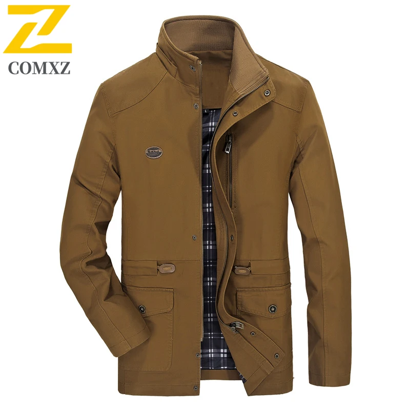

Cargoes Men's Jackets Coats 2025 Spring Autumn Urban Vintage Cotton Casual Long Trench Coat Male Trendy Detachable cap Outerwear