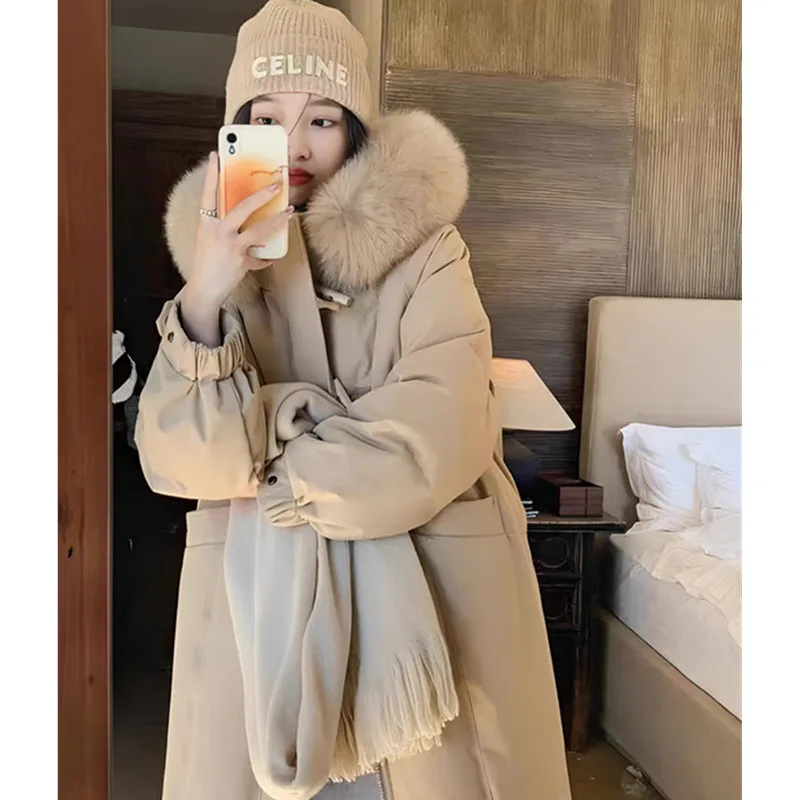 Women\'s Korean version Long down Jacket 2024 Winter New Fox fur collar Thicken Fashion Down Coat Women Warm Snow Parka Overcoat