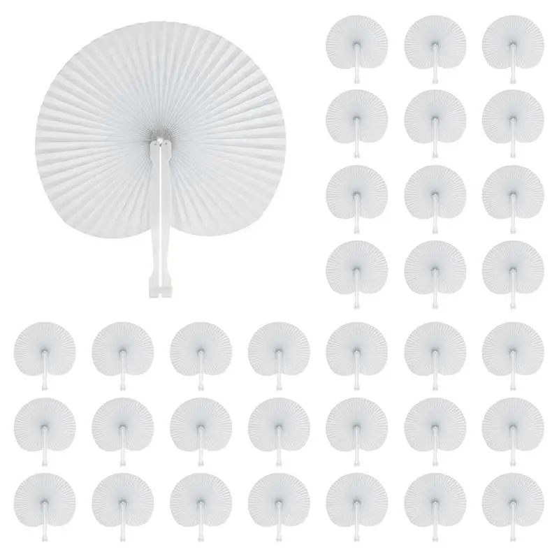 

EYFL-White Paper Fans 60 Pcs White Paper Fans Round Wedding Decorative Folding Party Favors Dancing DIY