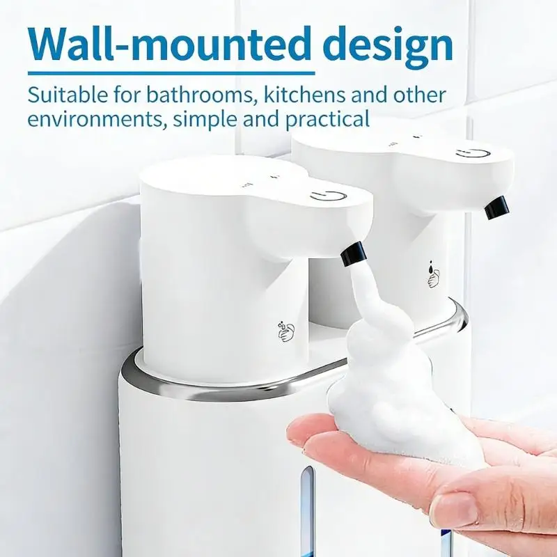 Hygienic Foaming Soap Dispenser Easy Operation 400ml X 2 Large Capacity Wall Mountable For Household Use 37JD