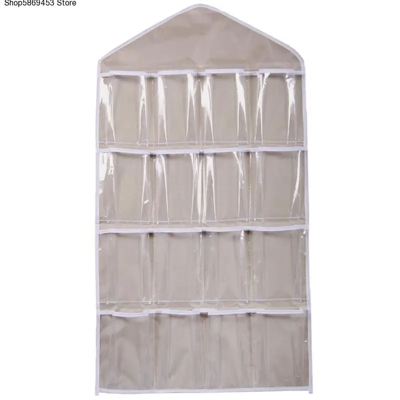 16 Grid Pockets Wardrobe Hanging Organizer Socks Bra Underwear Clear Rack Hanger Storage Bag Saving Space Organizer Dropship