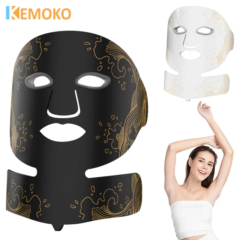 LED Facial Mask with Neck 7 Colors Light Therapy Mask Skin Rejuvenation Anti Acne Face Lifting Firm Repair Care Beauty Device