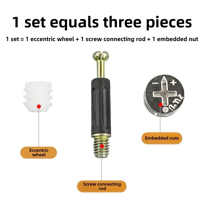 M6 Furniture Bolt and Nut Set Clothes Cabine Desk Link Fixer Connector Screw  Length 32 35 40mm Three-In-One Woodworking Nut