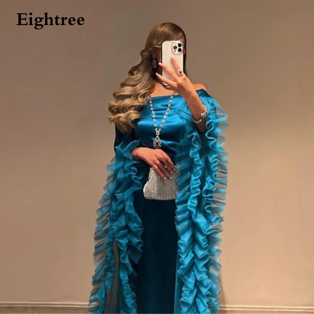 Eightree Luxury Evening Dresses Satin Strapless Ruffles Abendkleider Dubai Long Formal Party Dresses Dresses For Women 2023